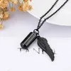 Chains Black Angel Wing Cylinder Jewelry For Ashes Keepsake Memorial Necklace Pet Friend Family Circle Pendant Thick