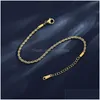 Chain 2.4Mm Twist Rope Chain Stainless Steel Bracelets 18K Gold Plated Hip Hop Jewelry Women Fashion Design Basic Bangles Adjustable H Dhemt
