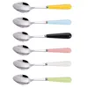 Dinnerware Sets 6 Pcs Ceramic Handle Spoons Kids Drink Metal Baby Stainless Steel Spoon Kiwi Dinner Cake