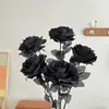 Dekorativa blommor Yomdid 5st Silk Black Rose Artificial Flower Head Bouquet Home Living Room Wedding Halloween Chritmas Decor Year