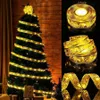 Decorações de Natal 2m 20 luzes LED árvore decorativa lâmpada cetim luz fita flash string suprimentos 231115