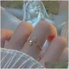 Cluster Rings Ventfilel 925 Stamp Gold Color Rose Flower Ring For Women Girl Gift Adjustable Zircons Jewelry Drop Wholesale Z0223 Deli Dhfxp