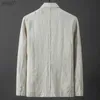 Chaquetas para hombres Abrigo de traje de lino de algodón blanco Primavera Verano Color puro Slim Casual Business Thin Mens Blazer Chaqueta Cómodo TranspirableL231115