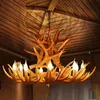 Lustres Américain Résine Bougie Antler Lustre Europe Corne De Cerf Luminaires Vintage Cuisine Pour Les Chambres