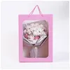 Present Wrap High Quality Colorf Kraft Paper Bag med handtagsfestfönstren Fönsterväskor LX2188 Drop Delivery Home Garden Festive S DHDNM