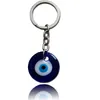 Evil Eye Key Chains Ring 3cm 3,5 cm 4 cm diameter Rund glas Lucky Turkish Blue Eyes Pendant Charms väska Keyrings Fashion Jewelry Accessories Gifts Car Keychains Holder Holder