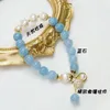 Strand azul pedra frisada pulseira retro estilo chinês mão corda hanfu jóias presente feminino menina contas de cristal