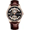 Orologi da polso 2023 Marchio di moda WOKAI Orologio da uomo Orologi sportivi casual Cinturino in pelle Regali al quarzo Calo di prezzo basso