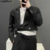 Herren Jacken Tops 2023 Koreanischen Stil Neue männer Blazer Einstellbare Diagonale Schnalle Anzug Dekonstruiertes Design Abgeschnitten Solide Anzug S-5XLL231115
