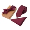 Bow Ties RBOCOMen's Tie Set Necktie Handkerchief And Bowtie 6cm Slim Solid Skinny For Wedding Dot Striped 3pcs No Box