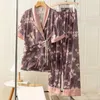 Home Clothing Femmes glace soie pyjamas costume à manches courtes vêtements de nuit imprimer maison vêtements décontracté pyjamas ensemble vêtements de nuit d'été R231115