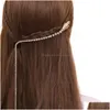 Hårklämmor Barrettes Snake Hairpins Hårklipp för kvinnor flickor Rhinestone Tassel Pins Accessories Fashion Design Gold Sier Bling Cla Dhvja