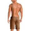 Męskie szorty Mężczyźni kombinezon wiele kieszeni Solidny kolor regulowany pasek Vintage Jumpsuits luźne ładunki romper swobodne spodnie sportowe