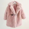 Piumino 2-12 anni Bambini Cappotto in pelliccia sintetica Colletto con risvolto per bambini Addensare Giacca calda Ragazze Cappotto lungo Inverno Bambini ragazze Capispalla casual J231115