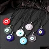 Anhänger Halsketten Evil Eye Halsketten Türkisch Blau Glas Anhänger Leder Seil Kette Für Frauen Männer Geschenk Glück Ojo Turco Schutz Choke Dht5V