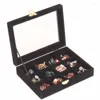 Schmuckbeutel 12 Gitter Ringe Manschettenknöpfe Ohrringe Box Case Display Aufbewahrung Schmuck Organizer