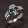 S925 STERLING SLATER Vintage Skeleton Ring for Men Skull Punk Hip Hop Rock Ring Retro Simple Style Jóias