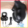 Vibrateurs Choc électrique Stimulateur de testicules Cage de chasteté Mâle Electro Scrotum Pouch Bdsm Bondage Cock Scrotum Sleeve Trainer E-stim Toys 231115