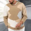 Youth Men's High end Knitted Shirt Spring and Autumn Contrast Jacquard Pullover Thick Needle Sweater Underlay SY0201