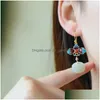 Dangle Chandelier Designer Original Enamel Porcelain Gilt Natural Hetian Jade Geometric Earrings Retro Exquisite Ladies Si Dhgarden Dhbam