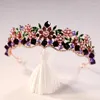 Klipy włosów Bride luksusowy fioletowy korona sztuczna krystalicznie romantyczne przyjęcie urodzinowe