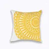 枕の家の装飾刺繍カバー黄色の幾何学キャンバスコットンスクエア刺繍45x45cmシャム