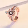 Anéis de casamento projeção po anel ajustável para mulheres memória de casamento nupcial romântico coroa anel de projeção memorial jóias presente 231114