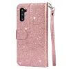 Portfel Glitter Flip skórzana obudowa dla Samsung Galaxy S23 Ultra S22 S21 Plus S20 Fe Note 20 Ultra Card Glots Uchwyt Kopiąca okładka telefoniczna z paskiem smyczkowym