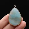 Pendant Necklaces Natural Amazonite Water Drop Shape Flash Labradorite Charms For Making DIY Jewerly Necklace 27x41mm