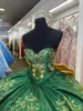 Verde esmeralda charro rainha vestidos quinceanera bordado de ouro espartilho mexicano vestido 15 quinceaneras doce 16 princesa