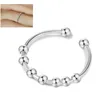 Cluster Rings 2023 925 Sterling Silver Anxiety Ring Women Men Adjustable Free Spin Anti-Stress Fret Bead Fashion Jewelry