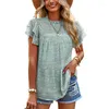 Kadın bluzları tatlı baskı şifon bluz 2023 moda kısa kollu kadınlar polka nokta gömlek yaz gündelik gevşek üst kıyafetler 25135