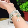 Kedjor genunine myanmar grön jade armband för kvinnor män jadeite 5mm 108 pärlor armband naturlig sten armband