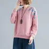 Vêtements ethniques Automne Style Chinois Épaissi Pull Pull Broderie Coton Lâche Casual Tops Haute Qualité Chaud Hiver TA2167