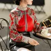 Vêtements ethniques 2023 chinois évider fleur impression à manches longues Style rétro femmes élégantes Blosue col montant mode haut ample G500