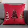 Pillow Christmas Decoration Cover 45x45cm 30x50cm Tree Snowflake Embroidery Case Red Green Square