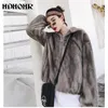 Kvinnors päls faux hdhohr 2023 Real Mink Coat Women Winter Short High Grade Multiple Color Natural Jackets med Big Hat 231114