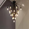 Pendant Lamps Nordic Retro Industrial Lights Wrought Iron Spider Staircase Light Living Room Ceiling Black Restaurant