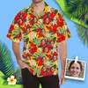 Chemises décontractées pour hommes YesCustom T-Shirt Fleurs aux couleurs vives Logo Visage personnalisé Cardigan Beach Tee Imprimé Oversize Party Chemise hawaïenne Tops