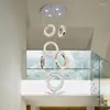 Ljuskronor lyx modern LED -ljuskrona för vardagsrum Lång trappa ring Kristallljus Large Home Decor Cristal inomhusbelysning