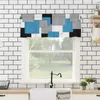 Curtain Blue Black Grey Patchwork Abstract Art Medieval Style Kitchen Small Window Curtains Home Decor Living Room Bedroom Short