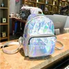 Sacos escolares prata rosa moda laser mochila mulheres meninas saco holográfico tamanho pequeno para adolescente