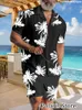 Heren tracksuits Summer Beach Wear Kleding Men Hawaiiaans shirt Set 2 -delige outfit knoop omhoog Shirts Coconut Tree Gedrukte T -shirts Vakantie 230414