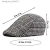 Berets Men's Cotton Plaid Berets Caps Middle-Aged Autumn Winter Hats Boina Herringbone Newsboy Baker Boy Hat Women Tweed Flat CapL231115