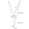 Naszyjniki wisiorek Vqysko Circle and Pasek długi naszyjnik dwuwarstwowy geometryczny prosty minimalistyczny prezent biżuterii dla kobiety