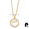 Pendant Necklaces Round Shell Letter Mom Necklace Female Gold Plated Cubic Zirconia Pendant Jewelry Mothers Day Gift Drop Delivery Jew Dhgbg