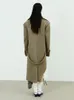 Женское шерстяное пальто EAM с цветными блоками, асимметричное клетчатое шерстяное пальто большого размера, парки с лацканами и длинными рукавами, женская мода, осень-зима 1DF4042 231115