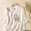 Ethnic Clothing Tang Suit Chinese Shirt Traditional For Women Cheongsam Top Hanfu Spring Summer Cotton Embroidered T-shirt