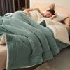 Blankets Double Solid Color Throw Blanket Flannel Fleece Soft Adult Winter Warm Stitch Fluffy Bed Linen Bedspread for Sofa Bedroom 231115