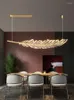 Lustres Nordic Plume Led Lustre Dimmable Acrylique Or Pour Bar Table Salle À Manger Cuisine Accessoires Pendentif Lumières Designer Luminaire